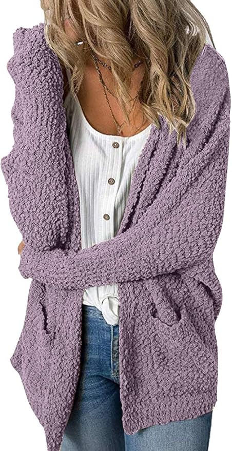 MEROKEETY Women's Long Sleeve Soft Chunky Knit Sweater Cardigan
