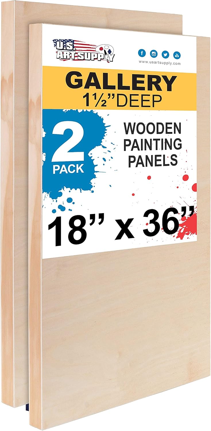 Unfinished Cradled Wood Panels for Painting - 18x36 inch Size
