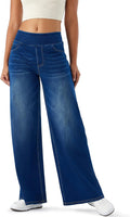 Women's High Rise Wide Leg Jeggings - Stretch Pull On Jeans-Style