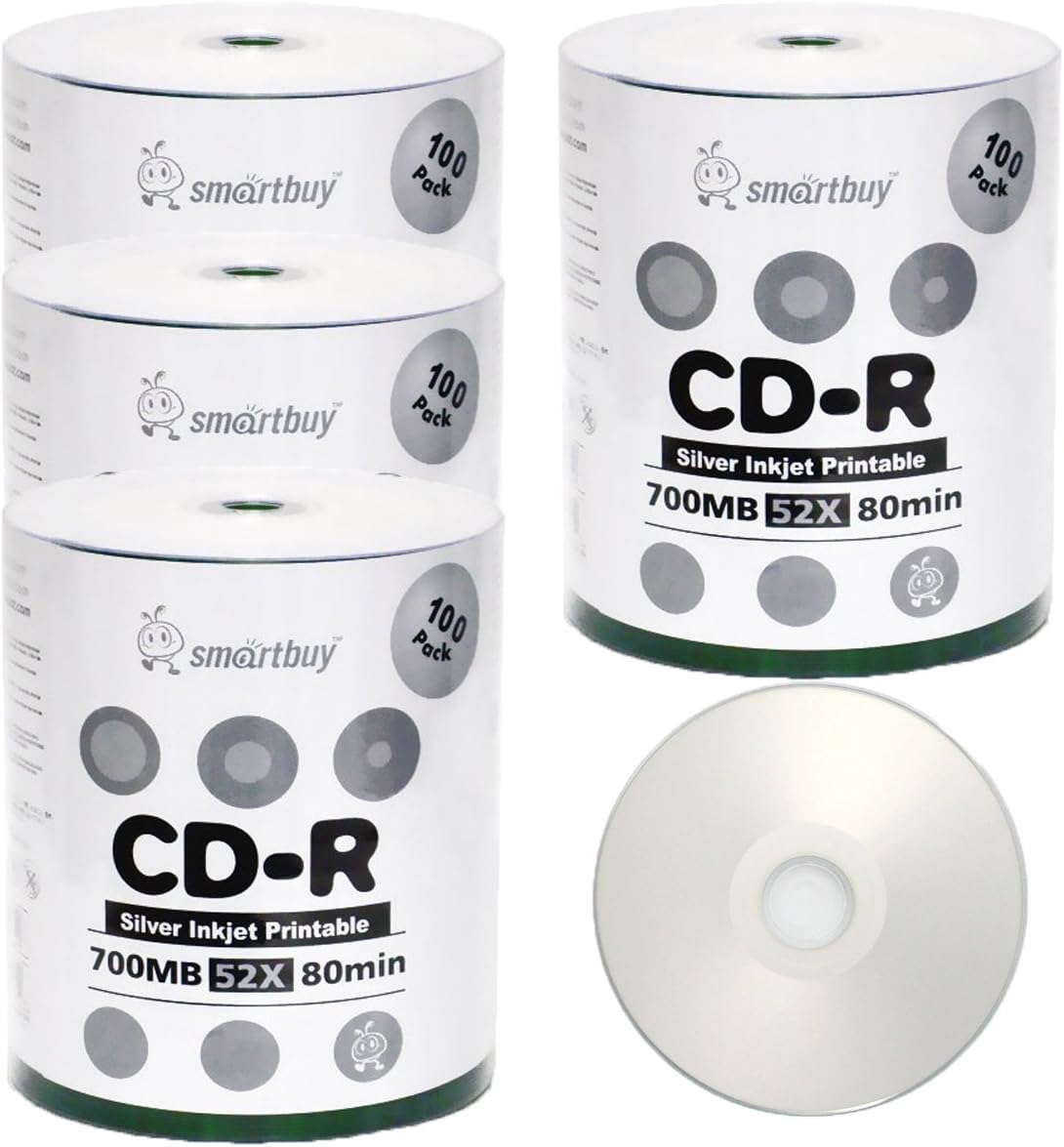 Smart Buy CD-R 400 Pack 700mb 52x Printable Silver Discs