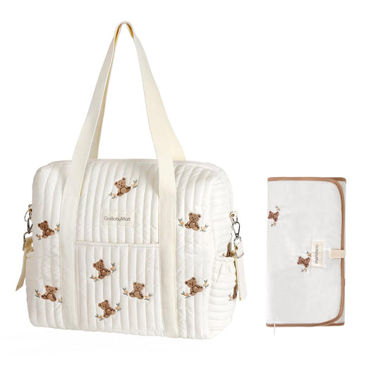 Multifunctional Diaper Tote - Olive Bears