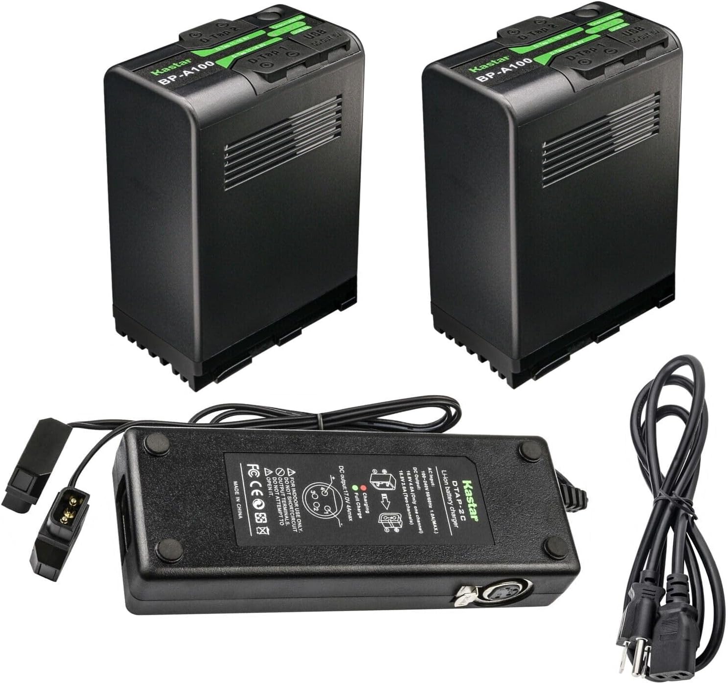 Kastar BP-A100 Battery 2 Pack with Dual D-Tap Charger Kit