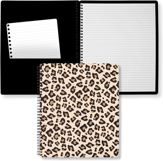 Steel Mill & Co Large Spiral Notebook, Durable Hardcover, 160 Lined Pages, Leopard Print