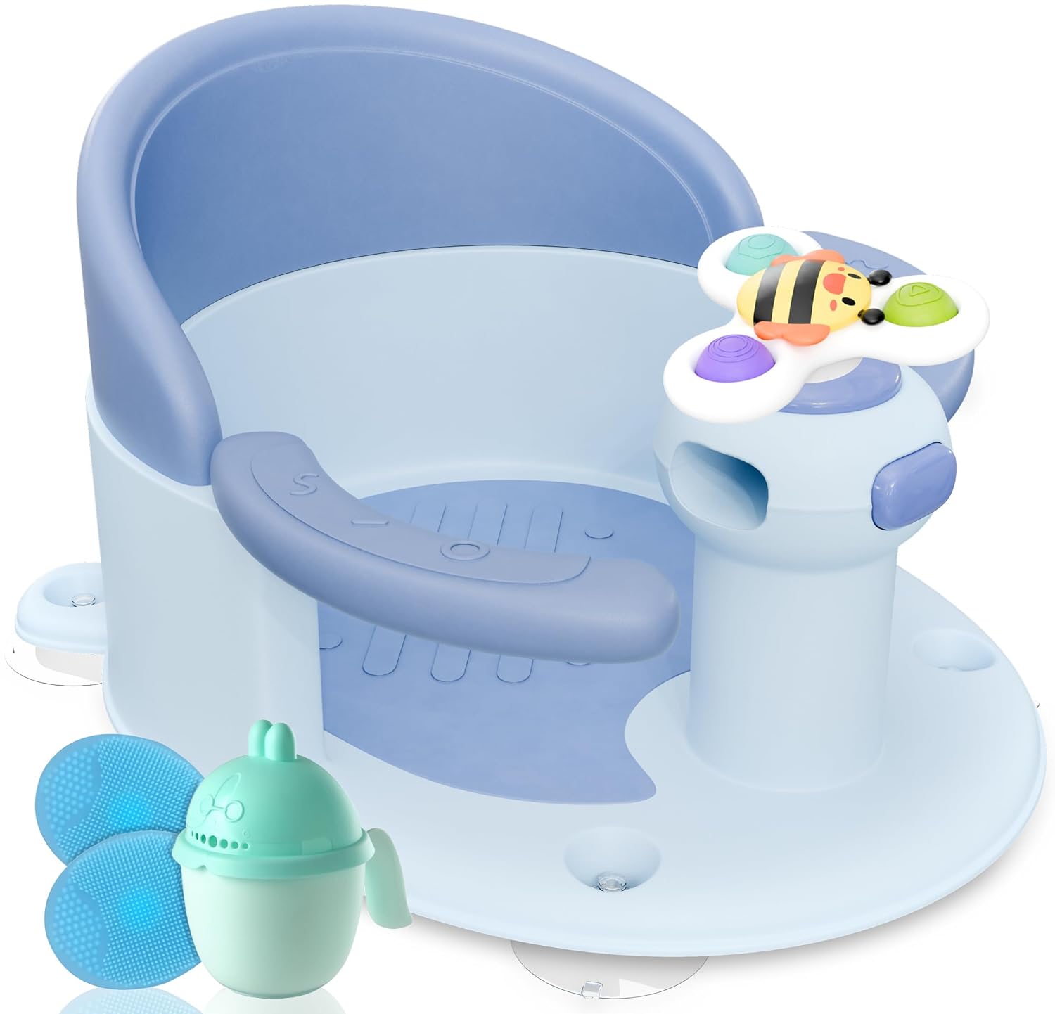 Safe Baby Bath Seat for Sitting Up - Blue