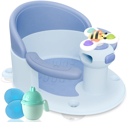 Safe Baby Bath Seat for Sitting Up - Blue