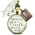 Memory Wedding Bouquet Charm Vintage Bronze Glass Photo Pendant