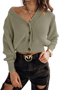 Women's Button Down V-Neck Cardigan with Long Sleeves by Febriajuce