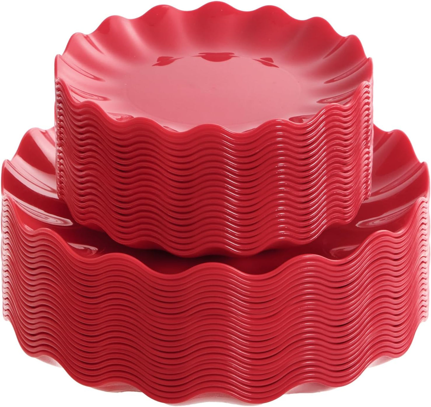LIYH 50 Pcs Red Plastic Plates for Christmas Gatherings