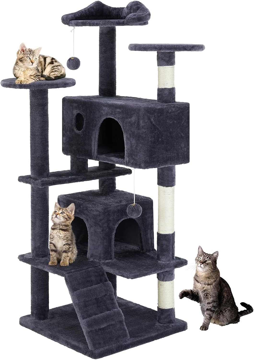 DUMOS 54-inch Indoor Cat Tree Tower for Large Cats with Toys