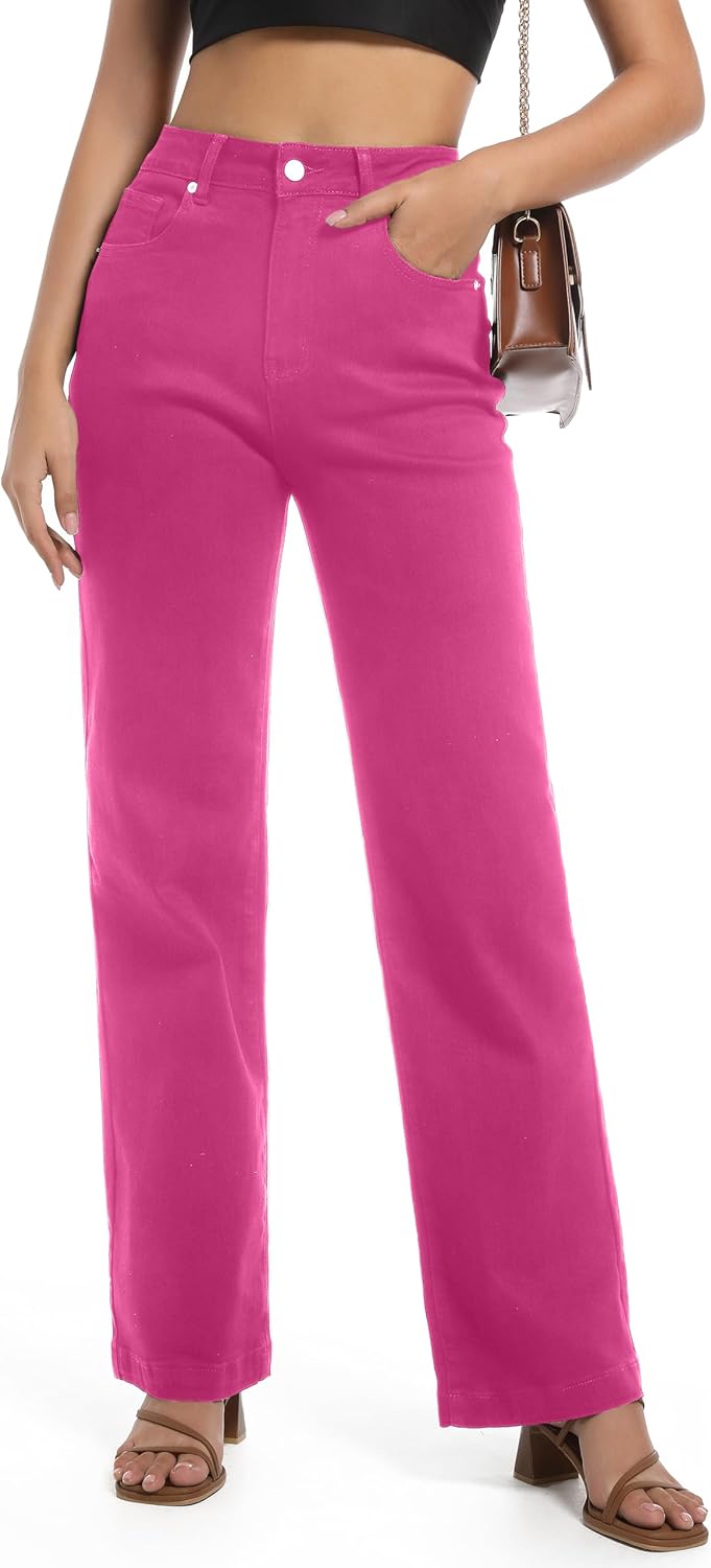 High Waisted Straight Leg Stretchy Jeans for Women - Trendy Fit