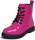 Boys Girls Waterproof Combat Boots Lace Up Side Zipper Ankle Booties