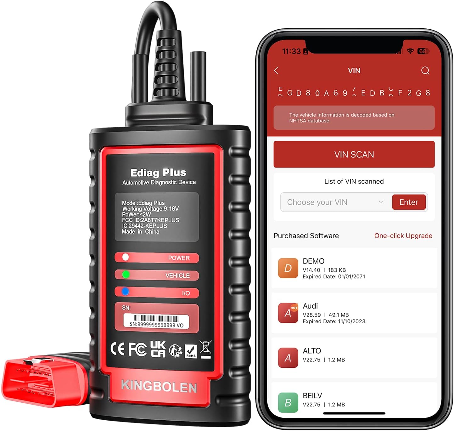 KINGBOLEN Ediag Plus Bluetooth Scanner for All System Control