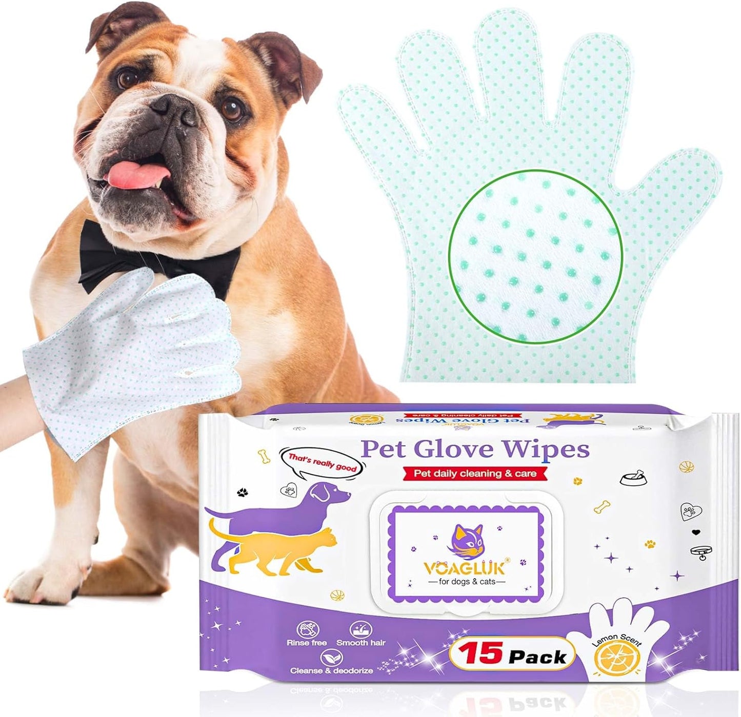 Deodorizing Disposable Pet Cleaning Gloves - Lick Safe, Extra Thick