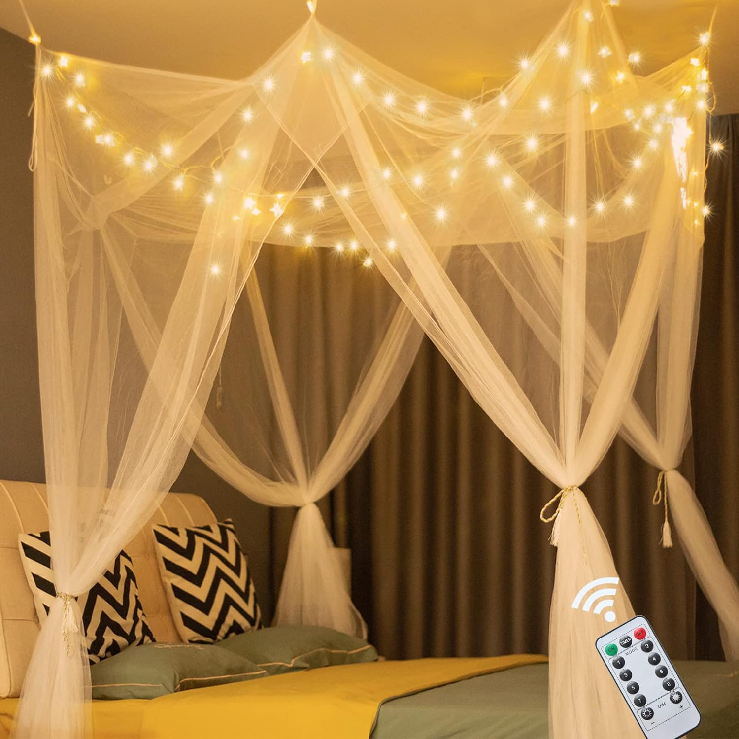 Obrecis Princess Canopy with Star Lights