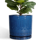 12 Inch Pot for Plants Ceramic Planter with Drainage - Elegant Blue