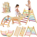 Tiny Land Pikler Triangle Set - Foldable Rainbow Montessori Climber