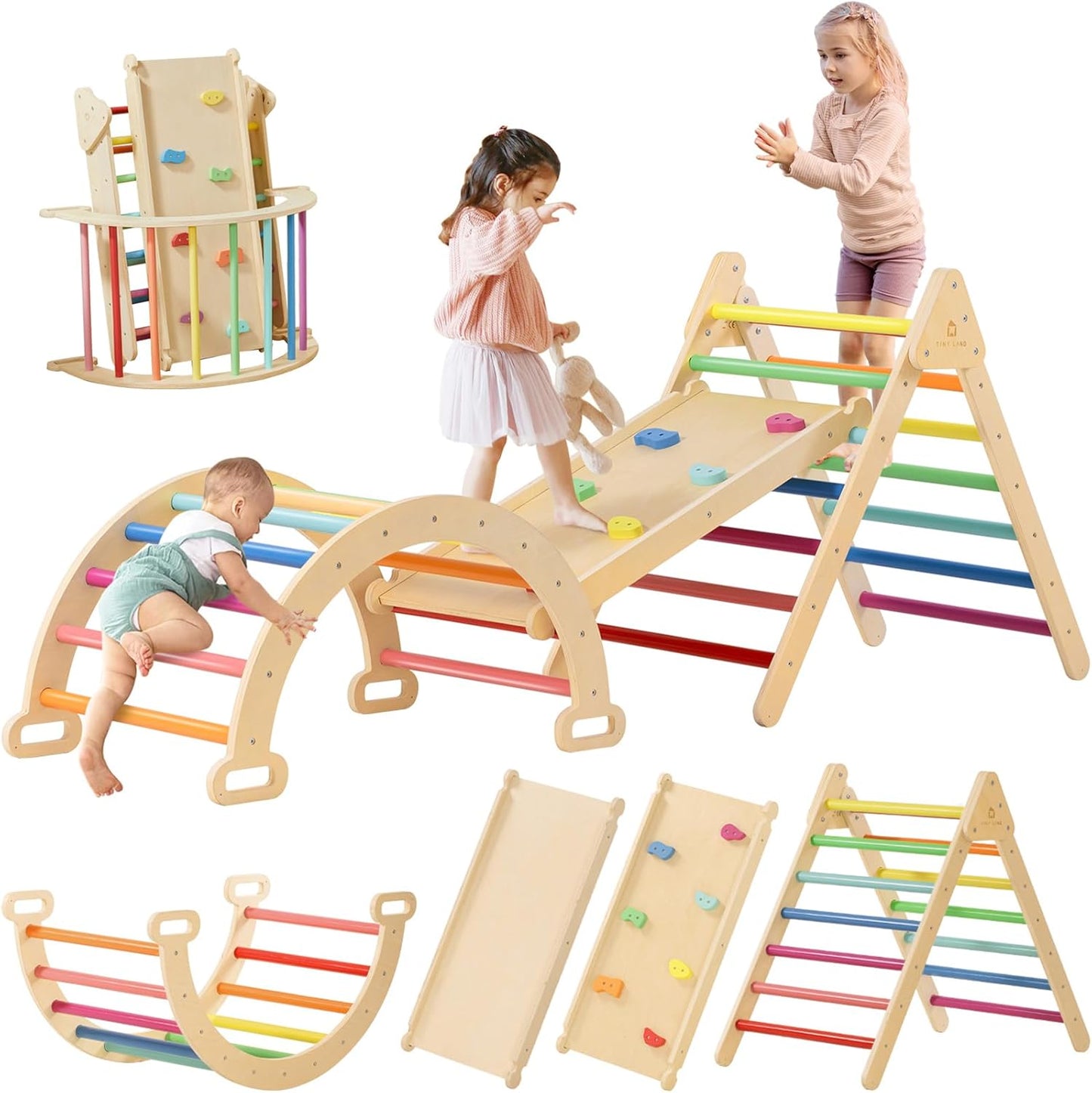 Tiny Land Pikler Triangle Set for Kids - 7-in-1 Climbing Toy