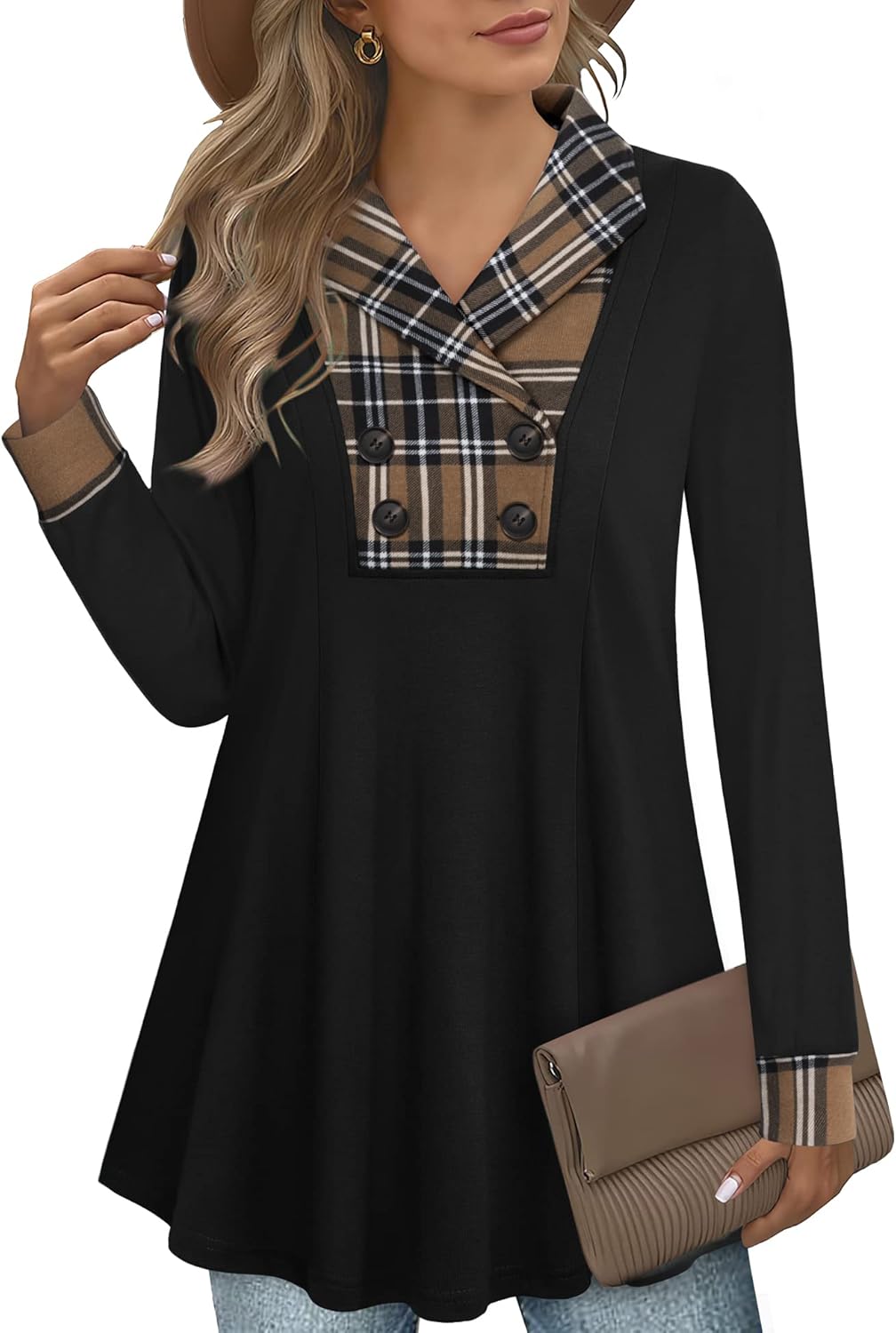 Bebonnie Womens Long Sleeve V Neck Sweatshirt Tunic Top Review