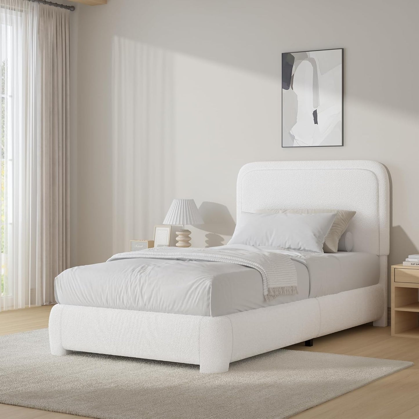 BarnFurin Twin Bed Frames with Headboard for Modern Comfort