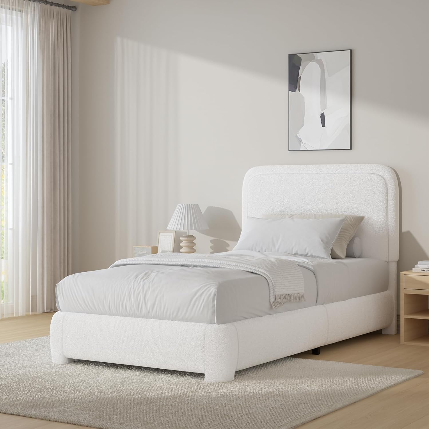 BarnFurin Twin Bed Frames with Headboard for Modern Comfort