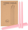 30 Pack Pink Taper Candles 10 in - Dripless, Unscented, 8 Hour Burn