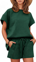 Womens Loungewear Set Short Sleeve Tops and Shorts - Cozy 2Piece