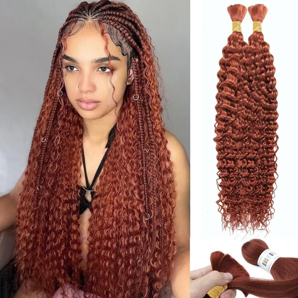 Dark Ginger Human Braiding Hair for Stunning Boho Braids