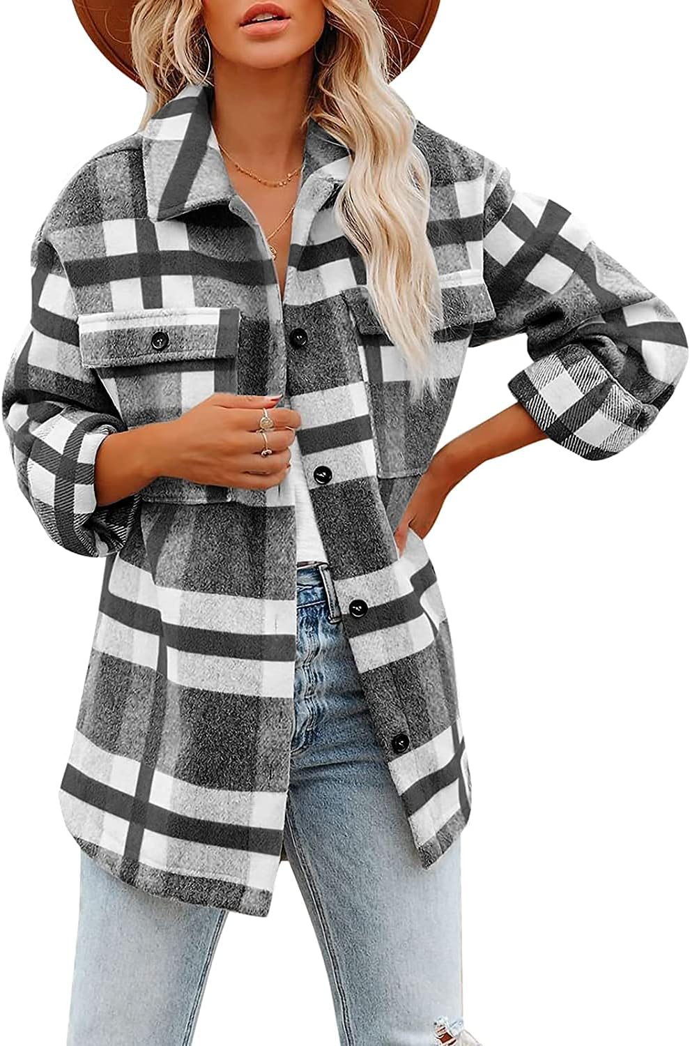 Beaully Women's Flannel Plaid Shacket for Fall Outfits