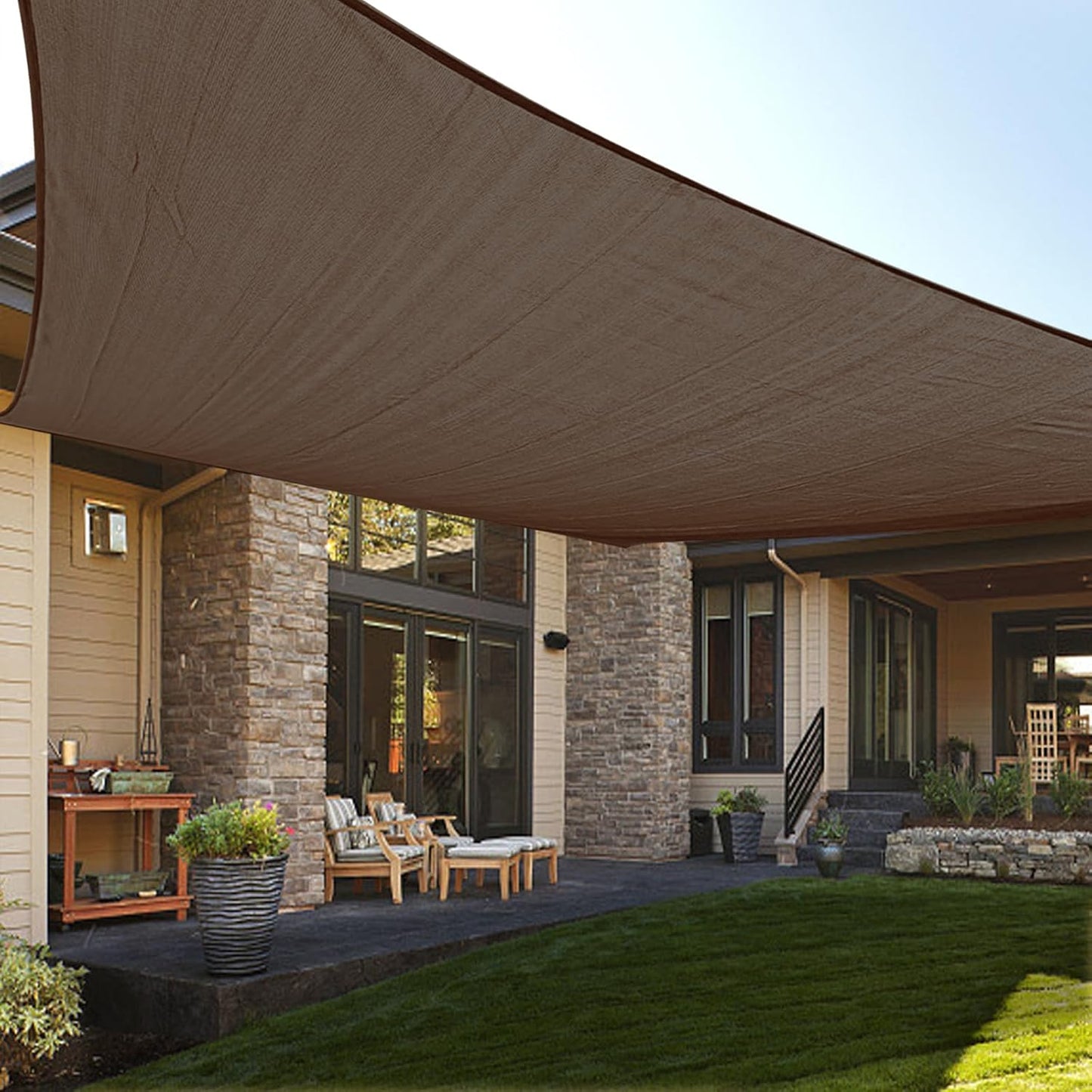 LOVE STORY Custom Size Brown Sun Shade Sail for Outdoor Spaces