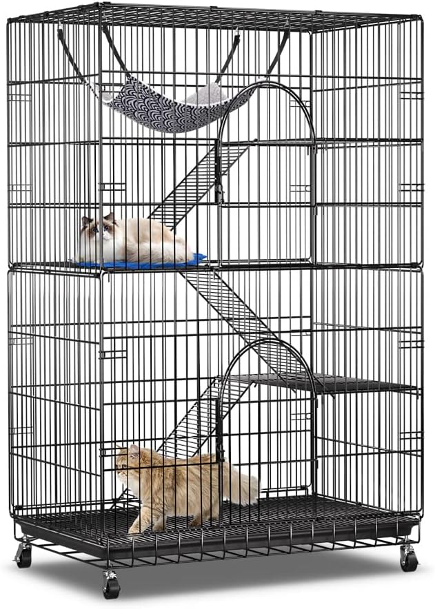 4-Tier Cat Cage for Kittens and Small Pets - Large Metal Enclosure