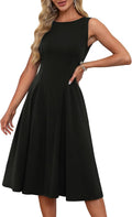 Sleeveless Cocktail Party Dress Midi A Line with Pockets - Elegant Fit