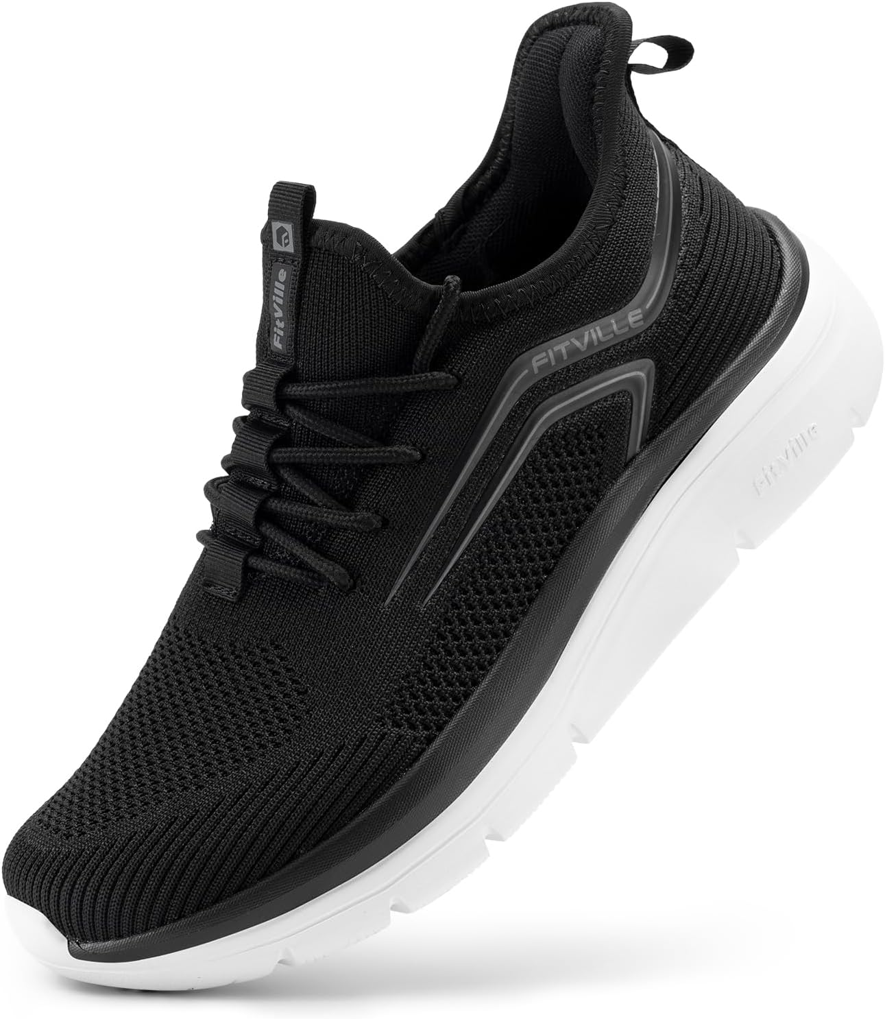 FitVille Men's Wide Walking Shoes for Flat Feet - Cloud Strider V1