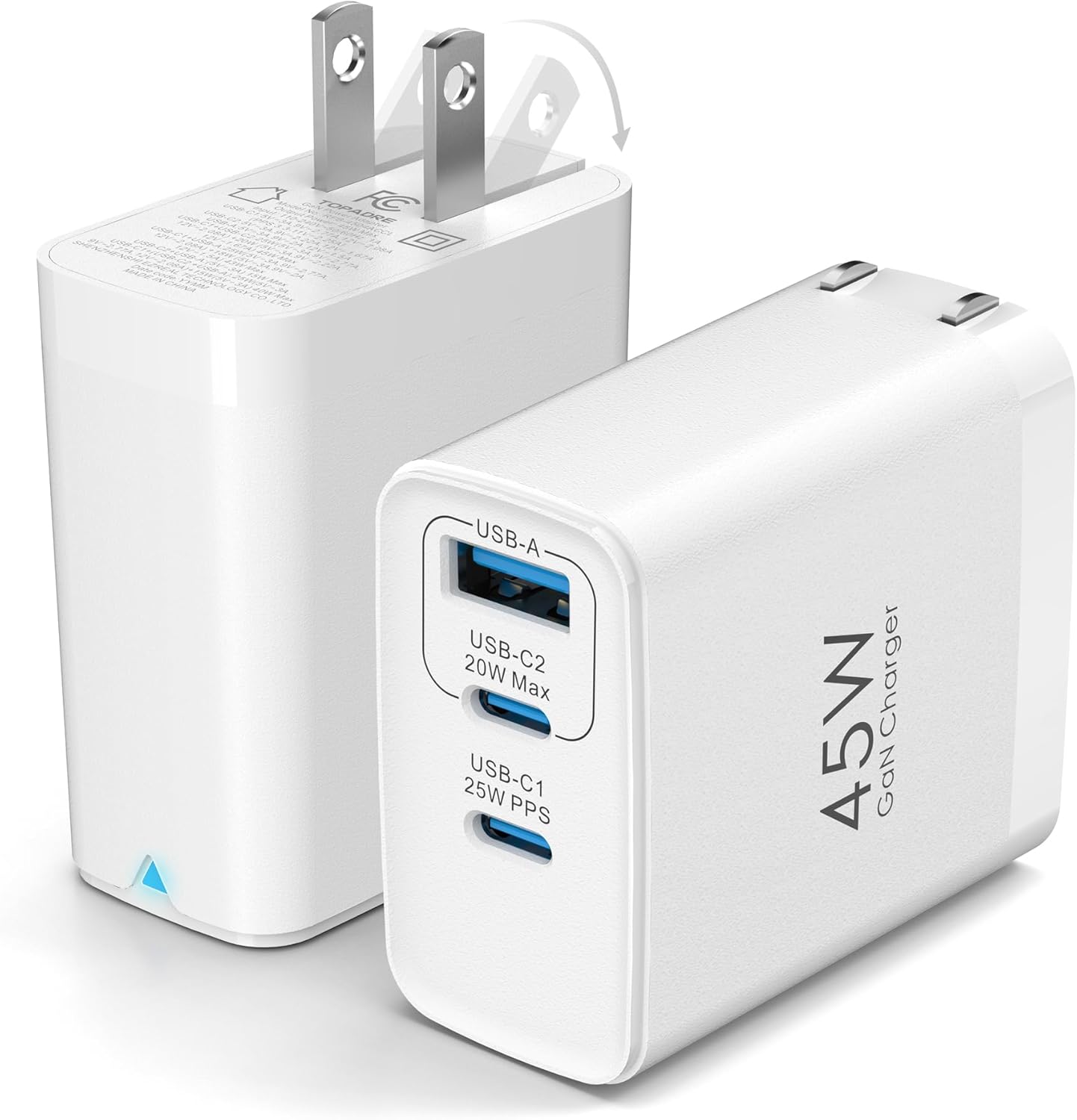 Fast Charge 3-Port USB C Charger Duo by TOPADRE
