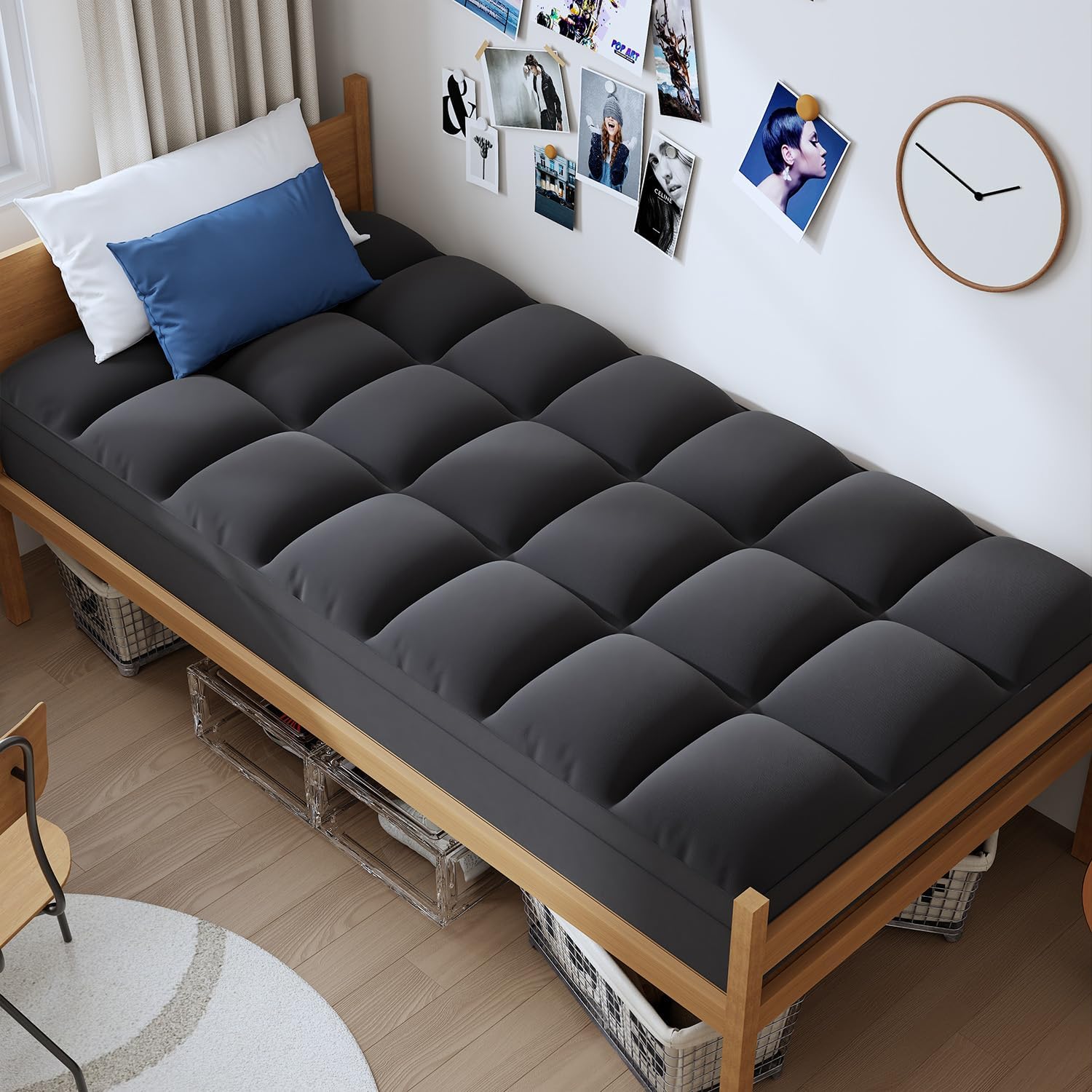 ELEMUSE Twin XL Black Cooling Mattress Topper for Ultimate Comfort