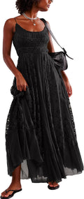 Gacaky Summer Dress Bohemian Lace Floral Maxi Dress - Flowy A-Line