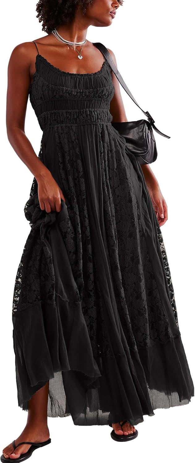 Gacaky Summer Dress for Women - Bohemian Lace Maxi Dress