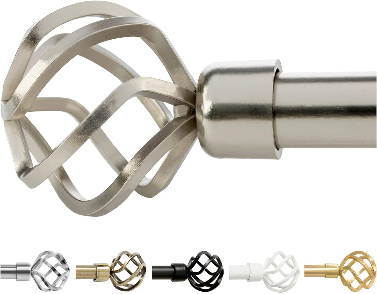 Adjustable 86-120 Inch Brushed Nickel Curtain Rod for Bedroom