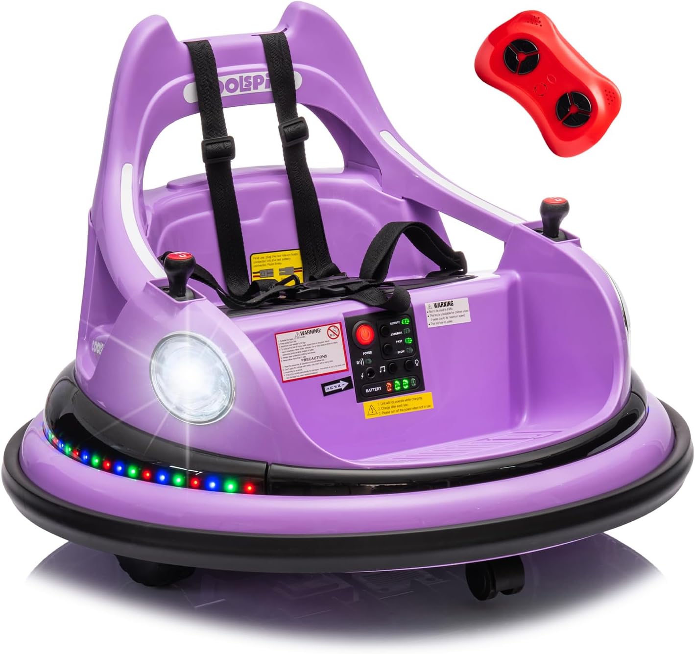 12V Bumper Car for Kids with Remote Control and LED Lights