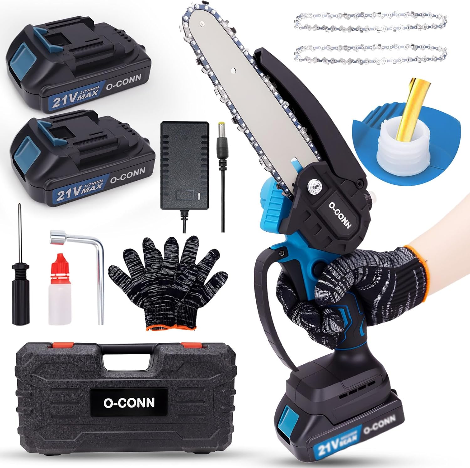 O-CONN Mini Chainsaw Cordless 6-Inch for Easy Tree Cutting