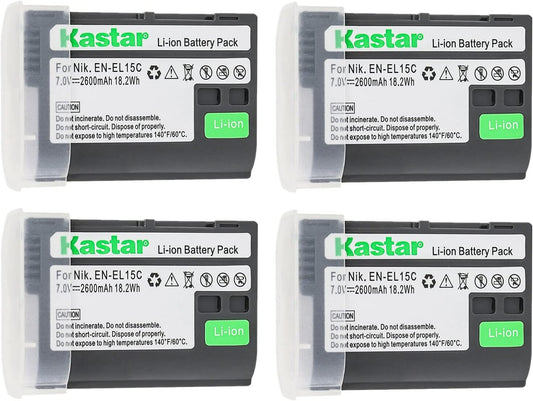 Kastar 4-Pack Battery Replacement for Nikon EN-EL15 Series Cameras