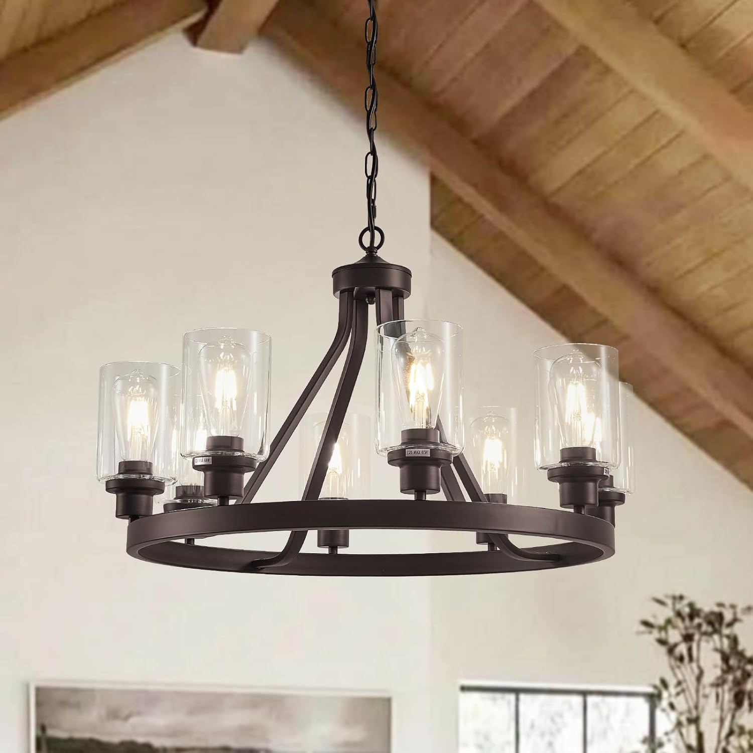 8-Light Farmhouse Chandelier for Rustic Dining Room Lighting