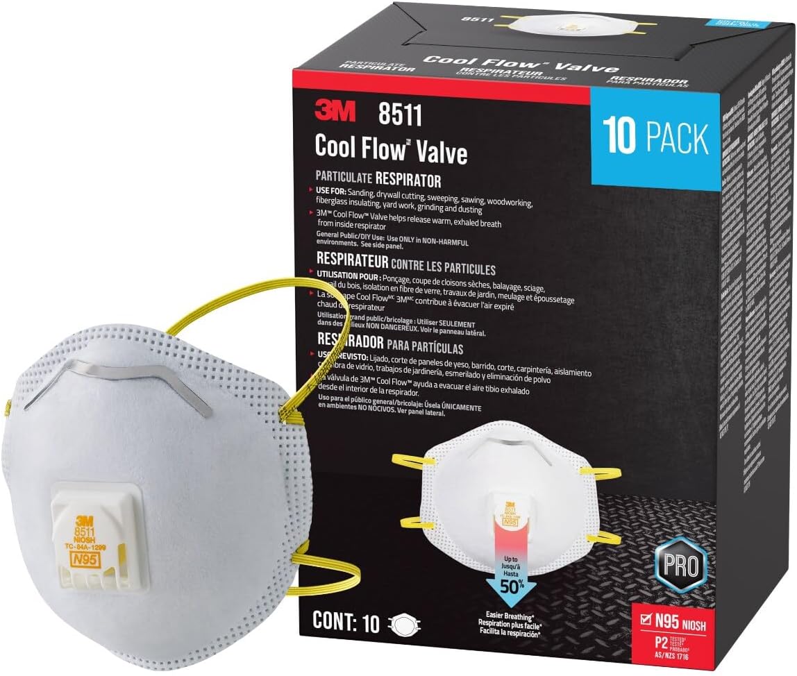 3M N95 Respirator 8511 with Cool Flow Valve for Comfort