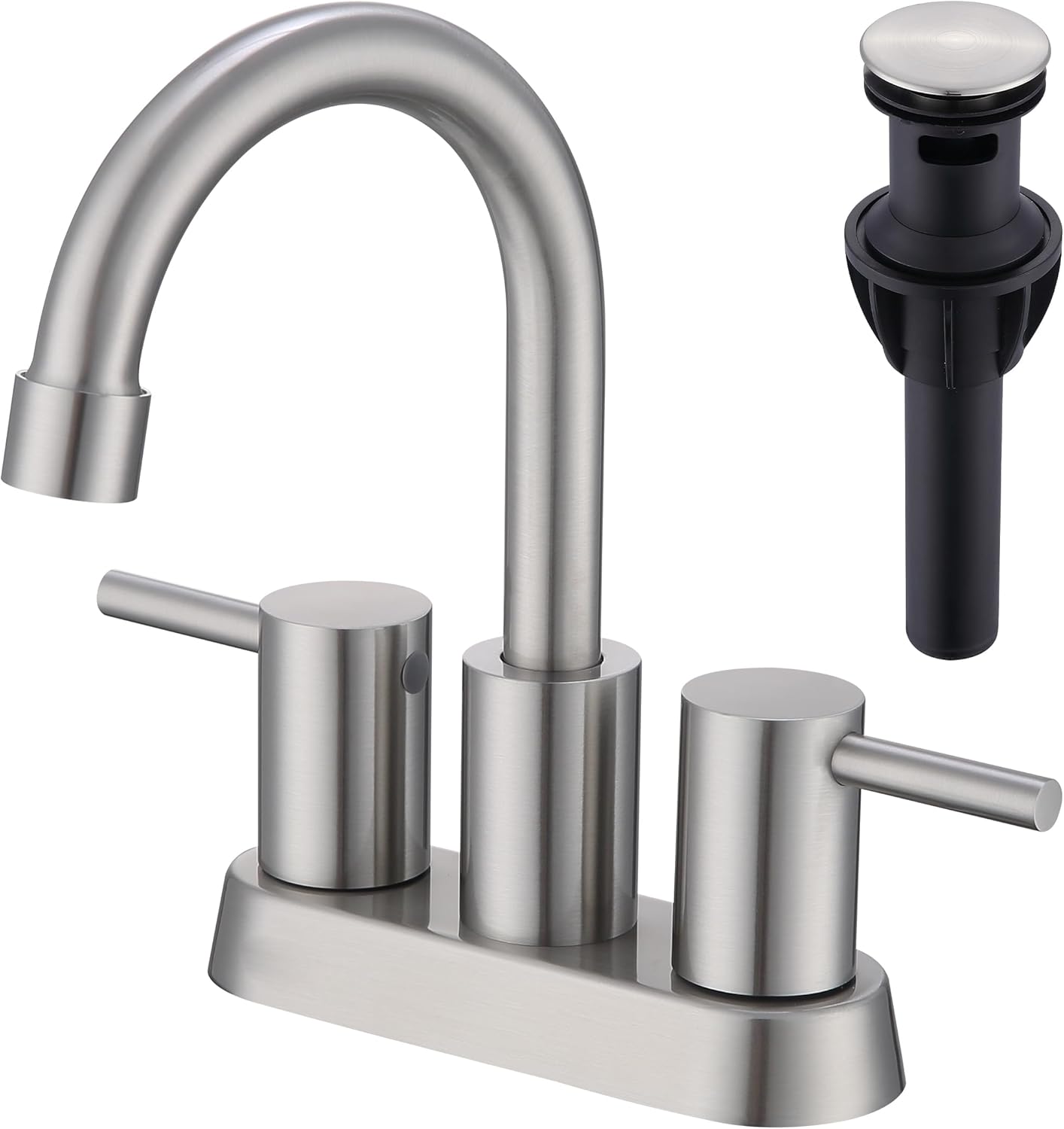 4 Inch 2 Handle Bathroom Faucet with Pop Up Drain and Supply Lines