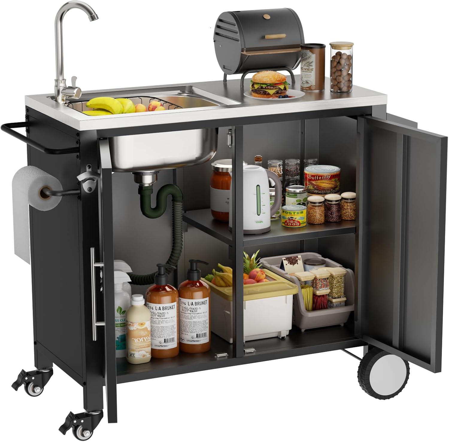Outdoor Grill Table with Sink and Cabinet for Ultimate Cooking