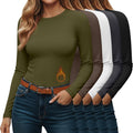 5 Pack Women's Thermal Shirts Long Sleeve Fleece Lined Crew Neck