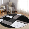 Rugshop Contemporary Modern Boxes Round Area Rug 8ft - Non Shedding