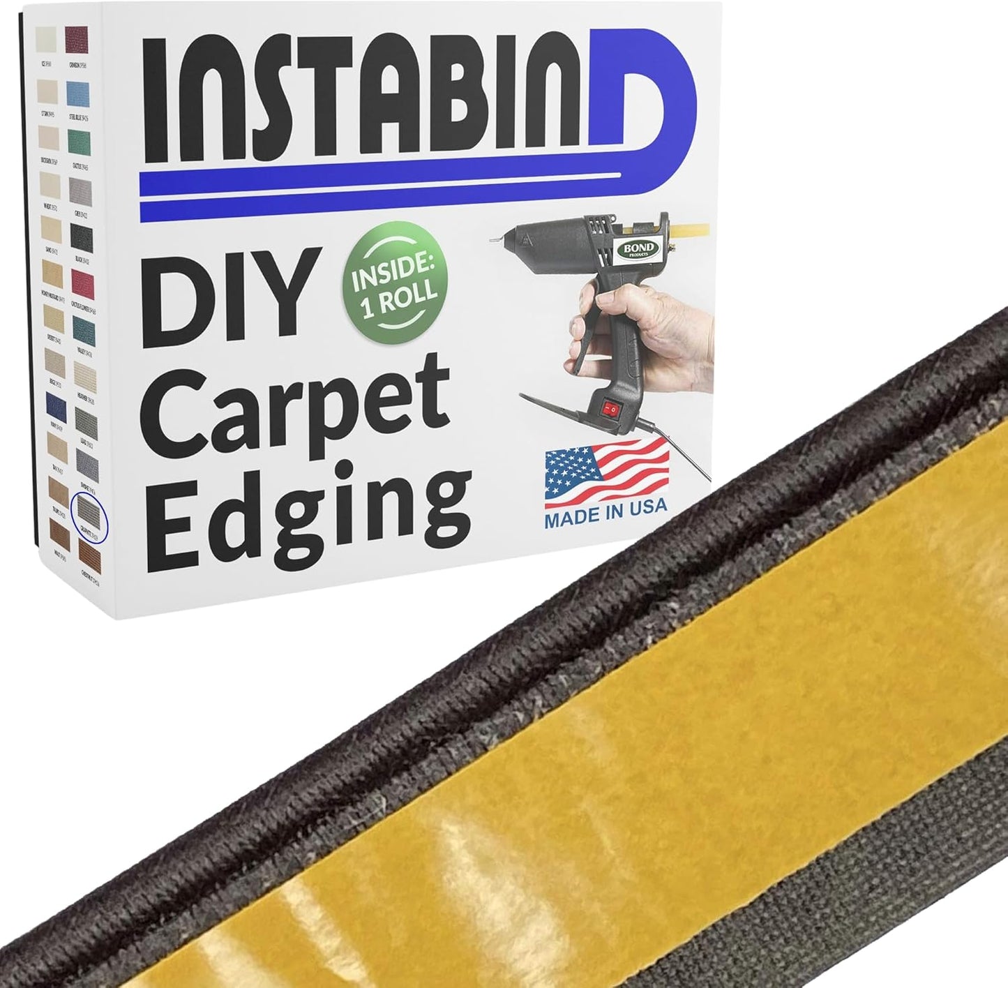 Instabind Carpet Binding Tape for DIY Rug Edging - Graphite