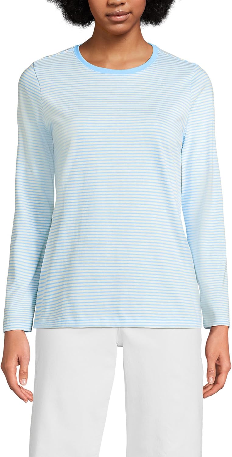 Relaxed Supima Cotton Long Sleeve Crew Neck T-Shirt for Women