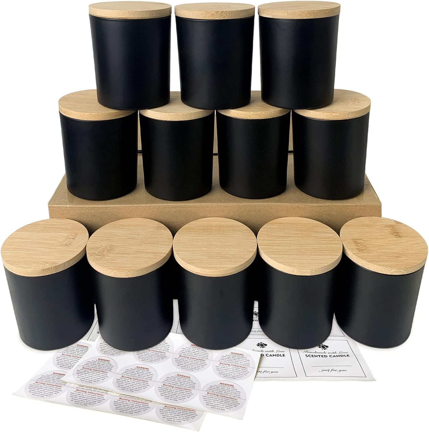 10 OZ Matte Black Glass Candle Jars for DIY Candle Making