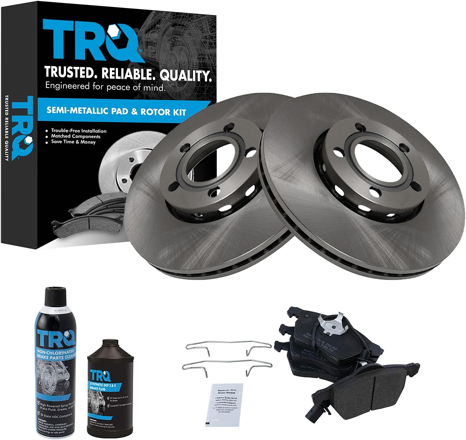 TRQ Front Brake Pad & Rotor Kit for Audi and Volkswagen Vehicles